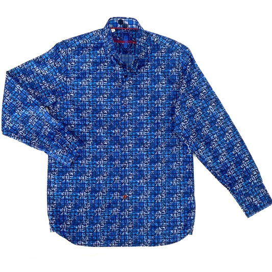Luchiano Visconti Boys Fancy Blue Dress Shirt Dress Shirts Luchiano Visconti 