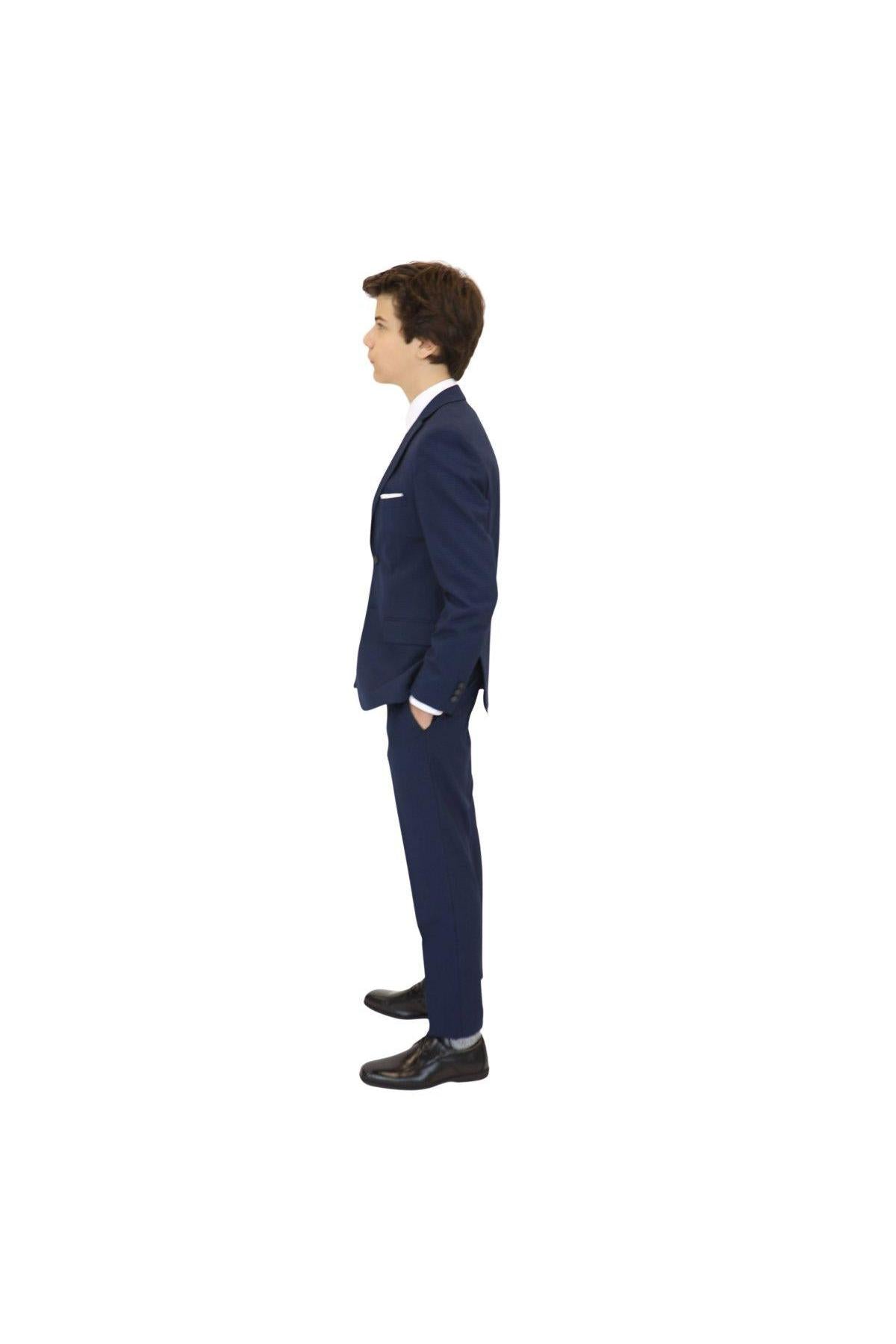 Marc New York Boys Skinny Blue Mini Grid Suit-NorthBoys