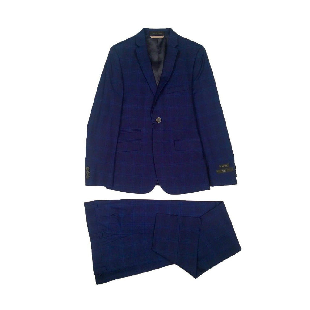 Marc New York Boys Skinny Blue Windowpane Suit W0578 - NorthBoys