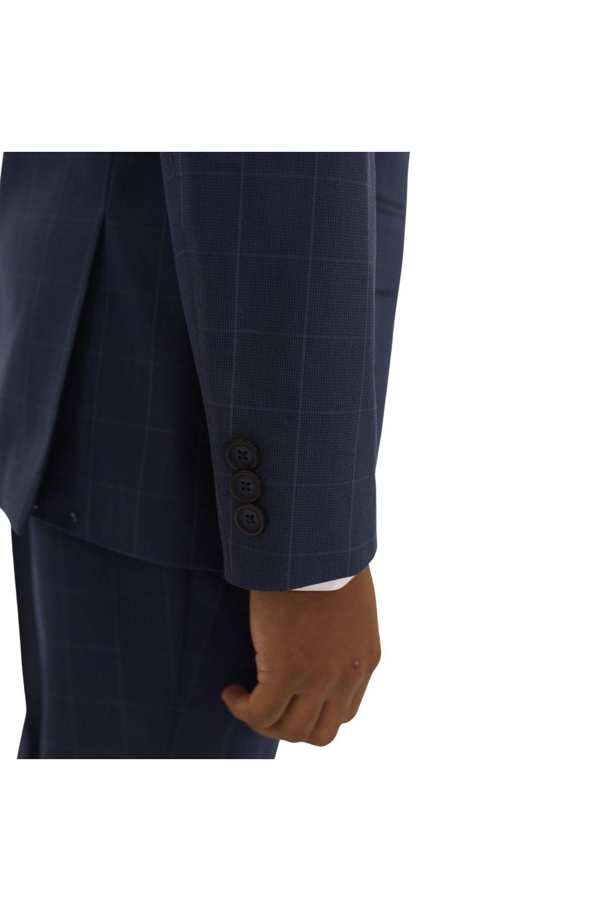 Marc New York Boys Skinny Bright Blue Window Check Suit_ W0712-NorthBoys