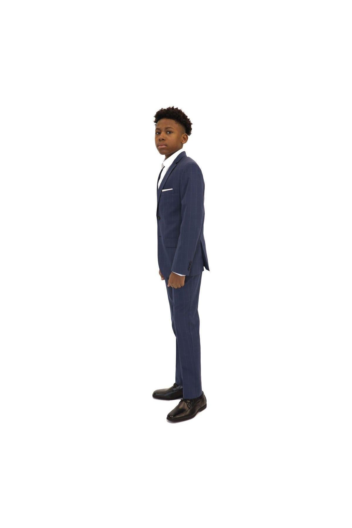 Marc New York Boys Skinny Bright Blue Window Check Suit_ W0712-NorthBoys