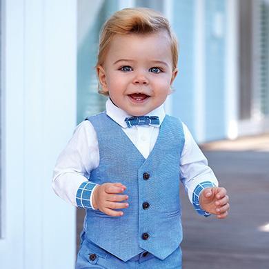 Mayoral Baby Dressy Blue or Navy Linen Vest 1313-Mayoral-NorthBoys