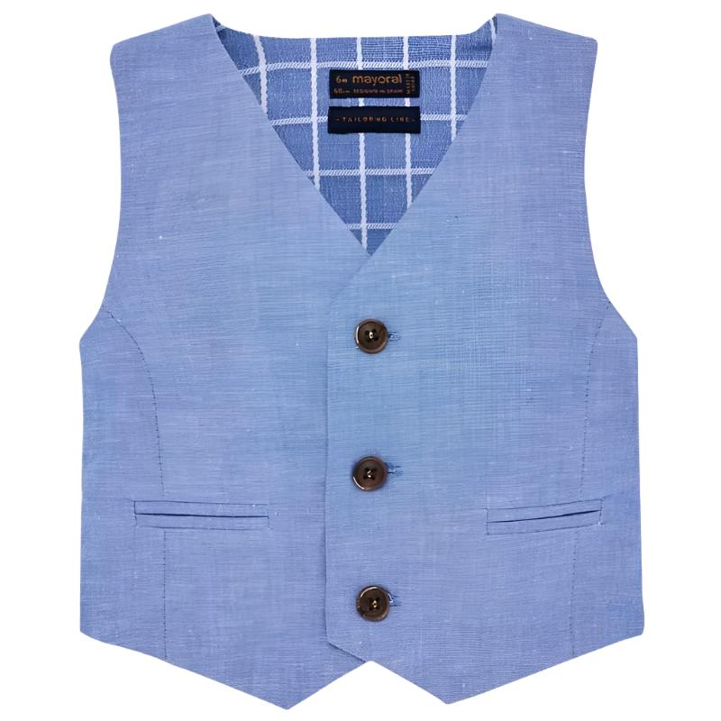 Mayoral Baby Dressy Blue or Navy Linen Vest 1313-Mayoral-NorthBoys