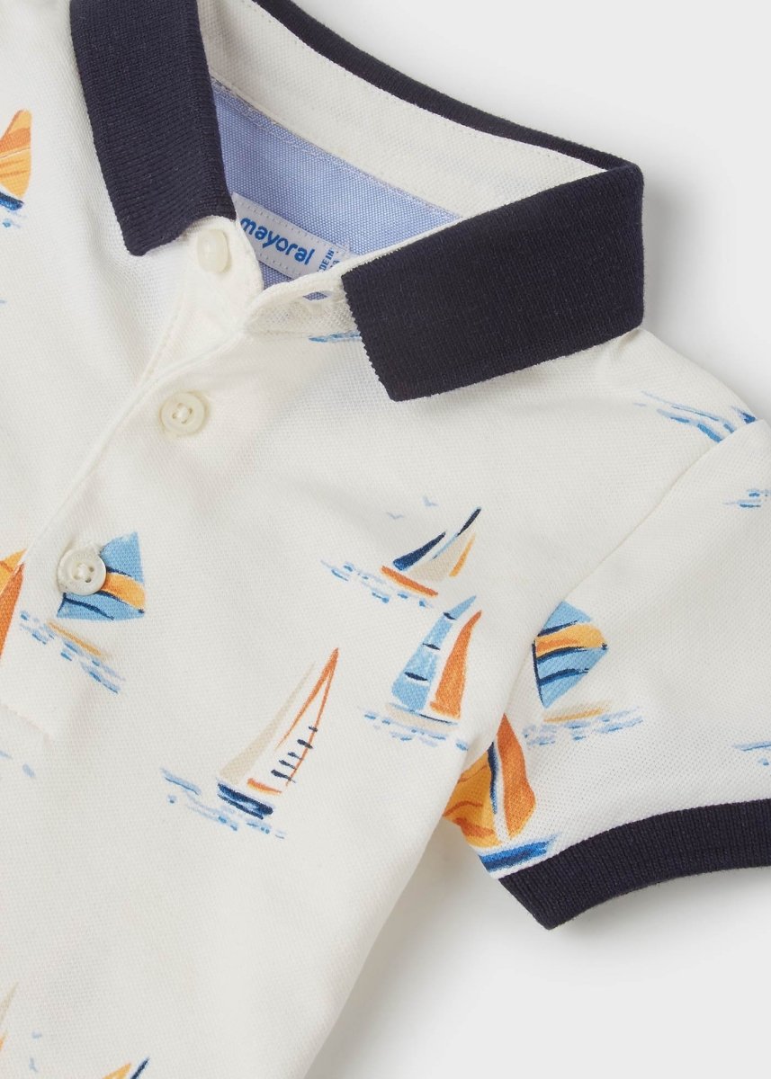 Mayoral Baby Short Sleeve Polo w/ Boats _Off White 1106 - 60 - NorthBoys