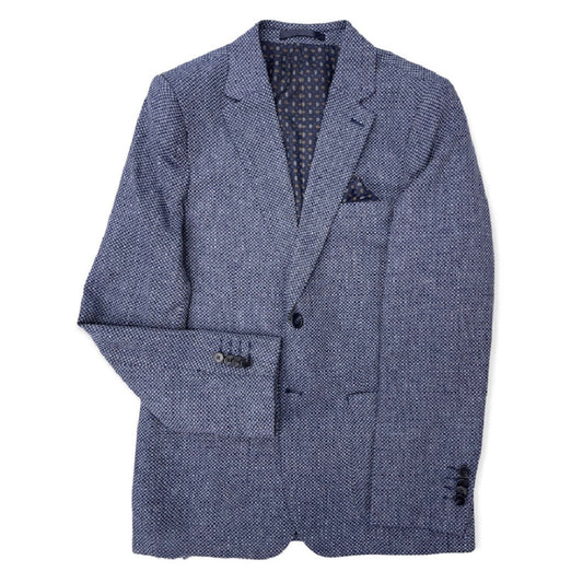 Isaac Mizrahi Boys Slim Fit Linen Basketweave Blazer_Blue BL8274