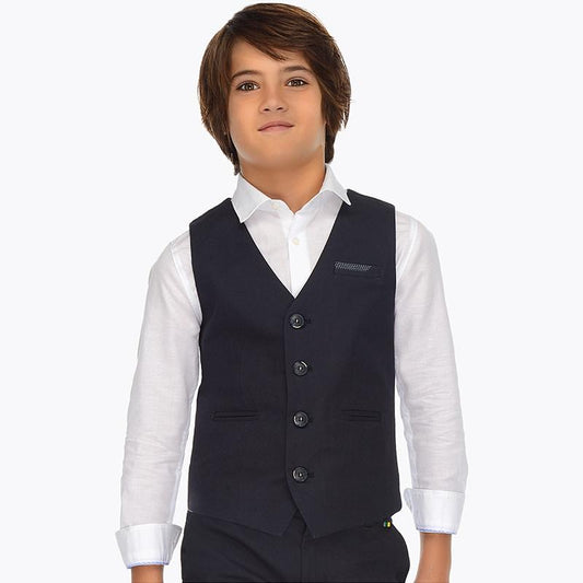 Nukutavake Tailored Navy Linen Vest 6306 Vests Mayoral 