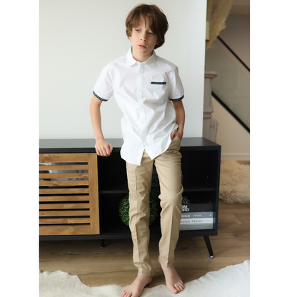 Nukutavake Boys Short Sleeve White Dress Shirt