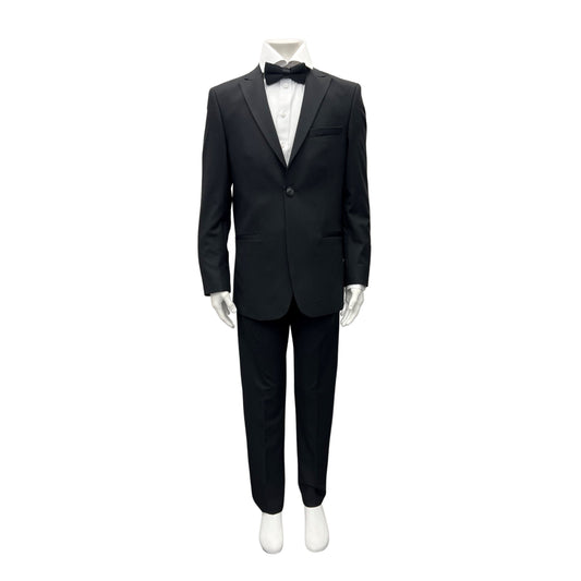PinoPorte Boys Black Tonal Check Wool Tuxedo