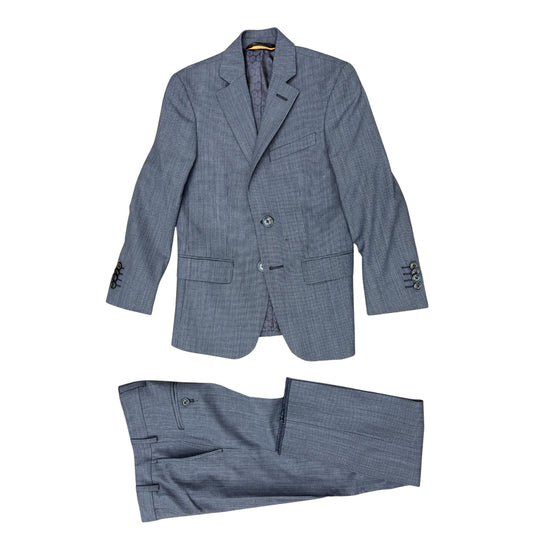 PinoPorte Boys Mini Blue Check Wool Suit