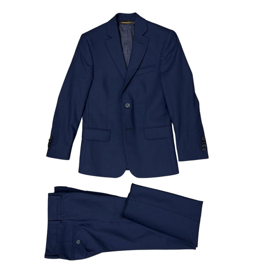PinoPorte Boys Navy Tonal Check Wool Suit