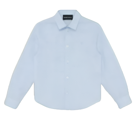 Emporio Armani Boys Blue Linen Dress Shirt_ 3R4C09-4N7NZ