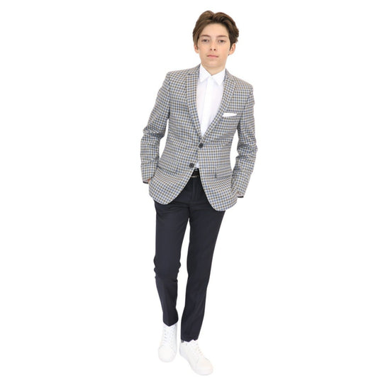 Tallia Boys Beige/Blue/Brown Check Sports Jacket
