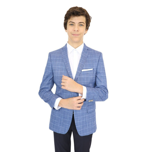 Tallia Boys Blue/Navy Plaid Sports Jacket
