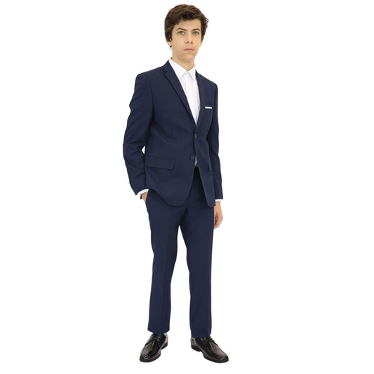 Marc New York Boys Skinny Blue Mini Grid Suit