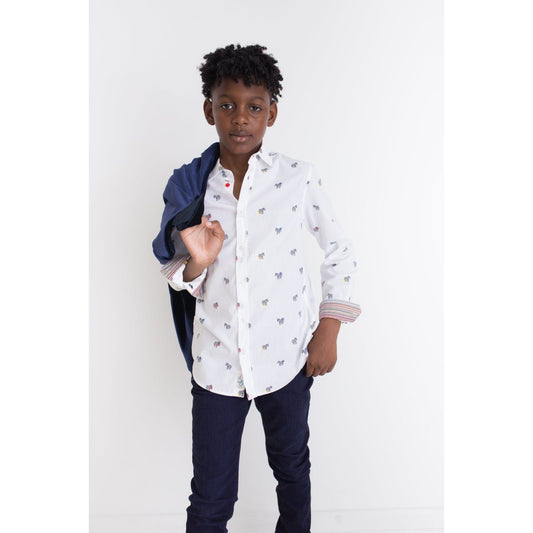 Paul Smith Jr Boys Dress Zebra Motif Shirt 192 5P12552 Dress Shirts Paul Smith Jr 