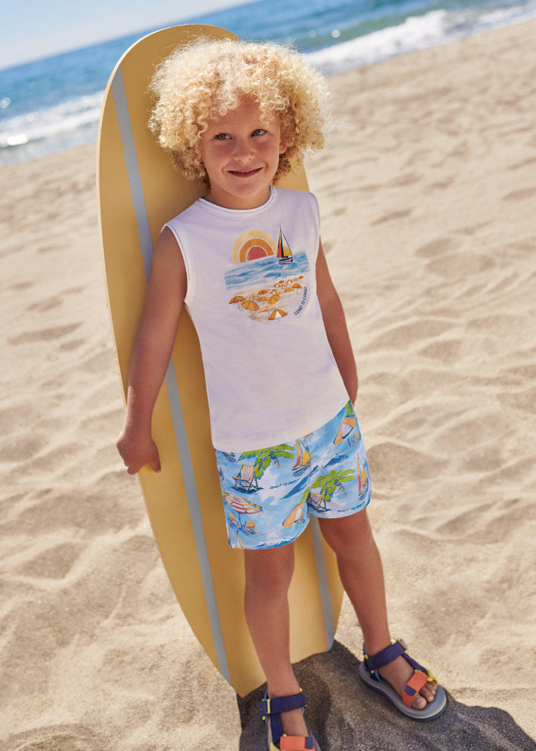 Mayoral Mini Printed Swim Shorts_Blue 3687-58